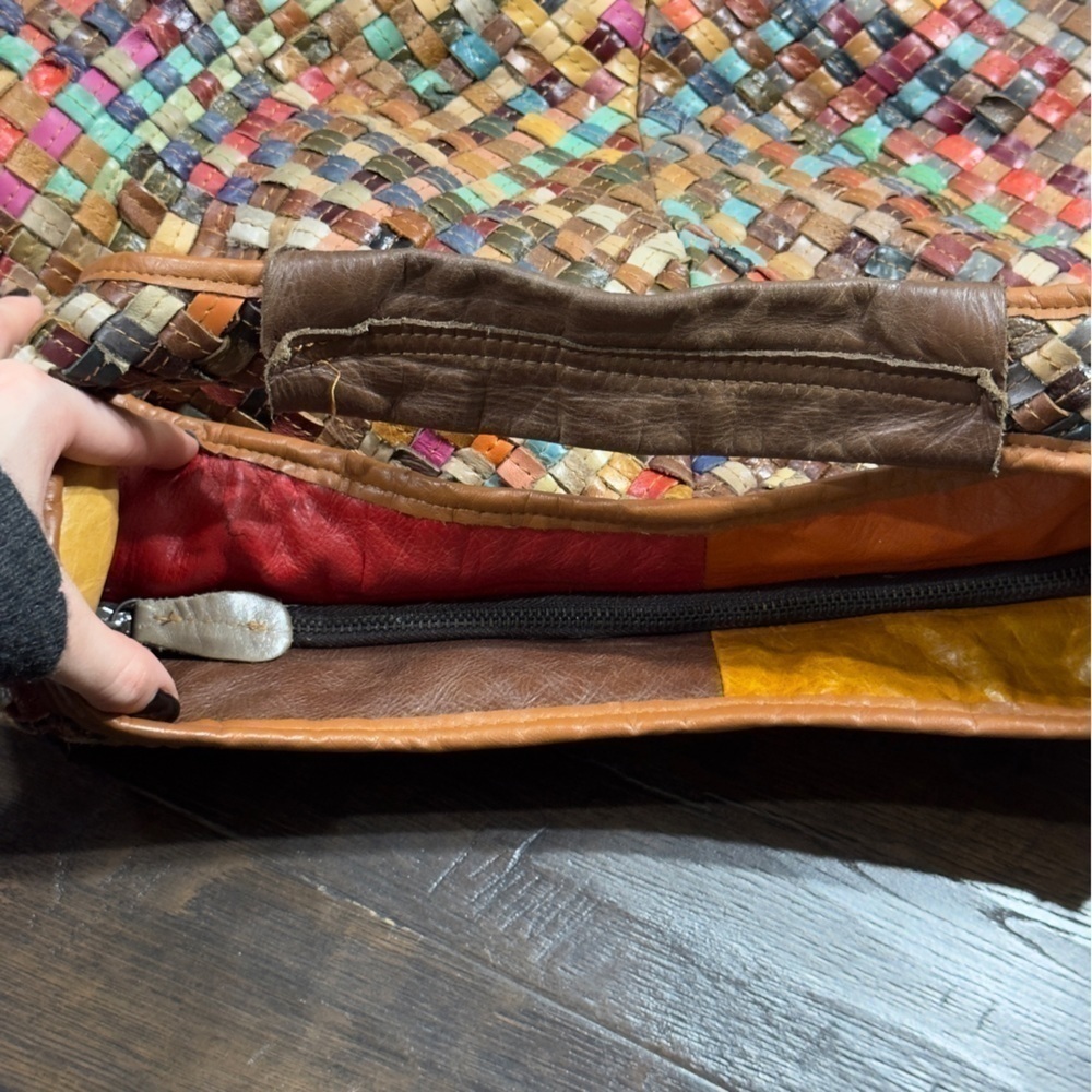 Leather Multicolor Woven Bag - image 2